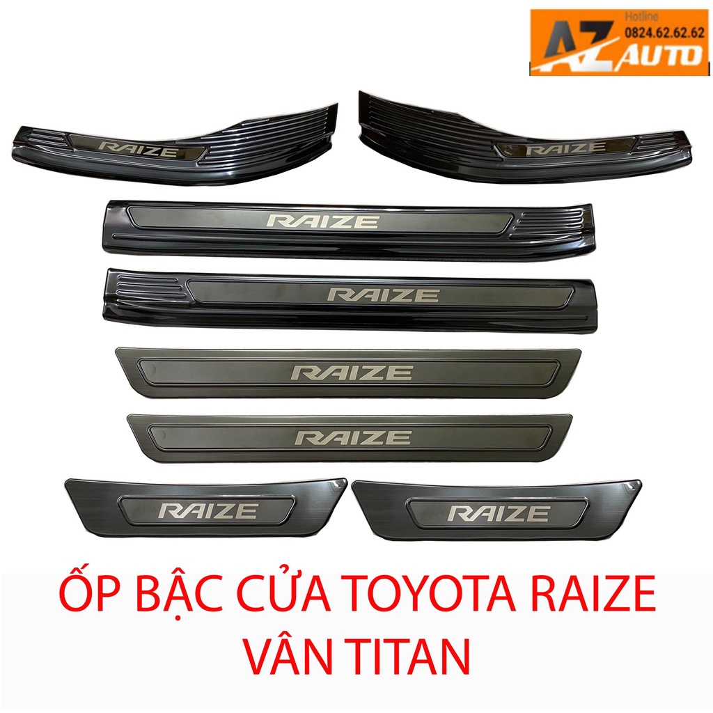 Ốp Bậc Cửa, Nẹp Bước Chân Toyota Raize 2021 - 2023, Vân TITAN Cao Cấp Tặng kèm keo dán