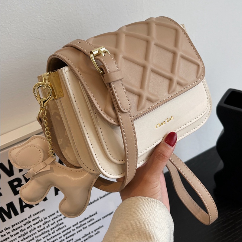 Túi xách nữ đeo chéo thời trang nhiều ngăn hàng Quảng Châu kèm móc khóa cao cấp  3N- 61717