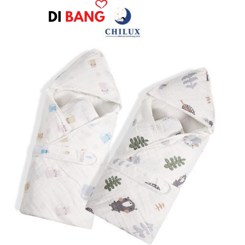 Khăn quấn cho bé sơ sinh Chilux bằng cotton, mềm mịn, giúp bé ngủ ngon giấc hơn