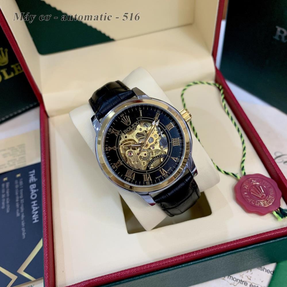 Đồng hồ nam Rolex mặt tròn máy cơ automatic dây da cao cấp DH516 Shop108 | BigBuy360 - bigbuy360.vn