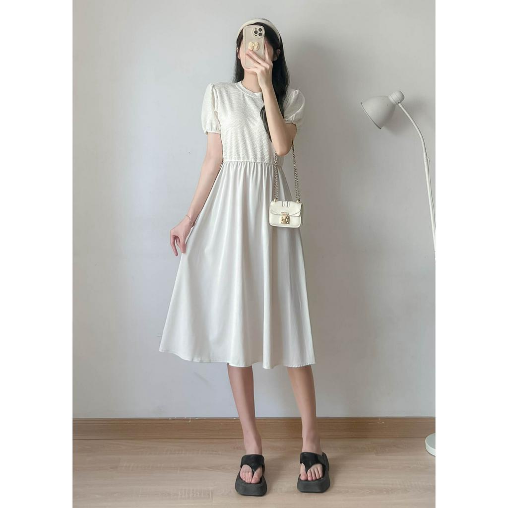 Váy xoè dáng dài chất thun gân phối chất 2 da - 247store.vn - VayA0845