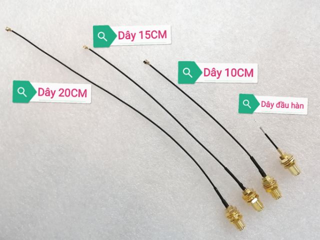 Dây cáp RF chuyển đổi SMA cái sang IPEX V2.0, cable 1.13 màu đen 10-15-20-30CM
