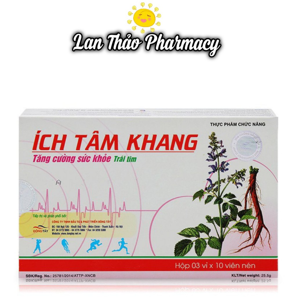 [có tem tích điểm] Ích Tâm Khang Hộp 30 Viên Hỗ Trợ Bệnh Suy Tim - tăng cường sức khỏe trái tim