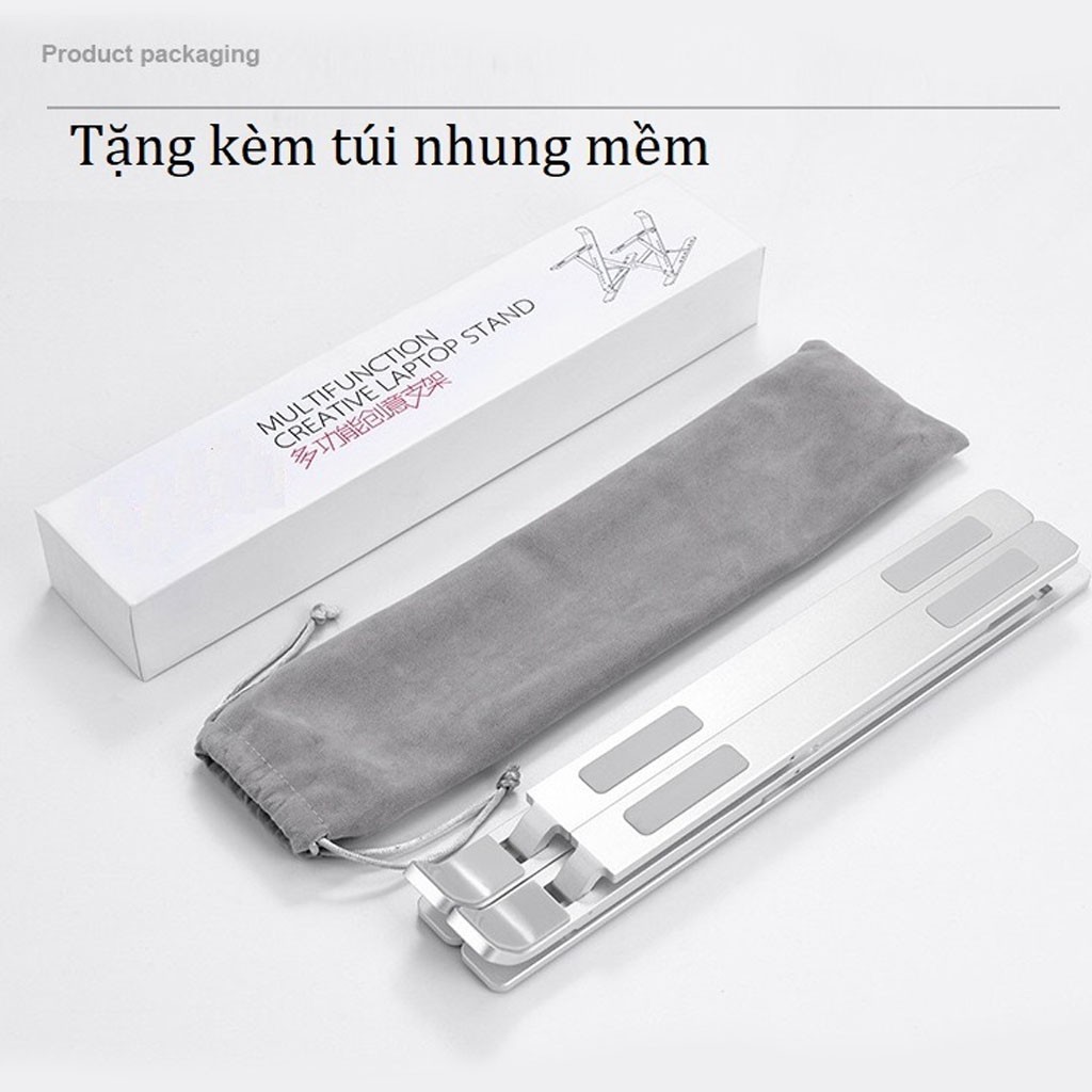 Giá đỡ laptop nhôm thiết kế thông minh 2 tầng điều chỉnh độ cao, gấp gọn ,nâng tản nhiệt laptop N8 -DC4390