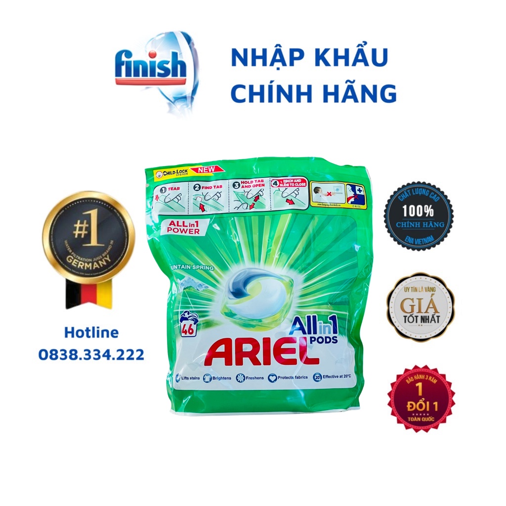 Viên giặt xả quần áo Ariel 3in1 giặt sạch,xả mềm