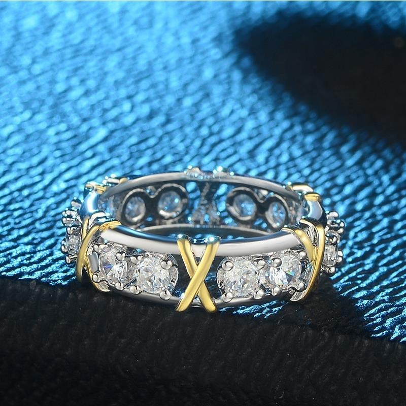 nhẫn chéo nữ vàng K hàng X kim cương ngón trỏ bạc sterling Mossang cặp nam bạch cá tínhH