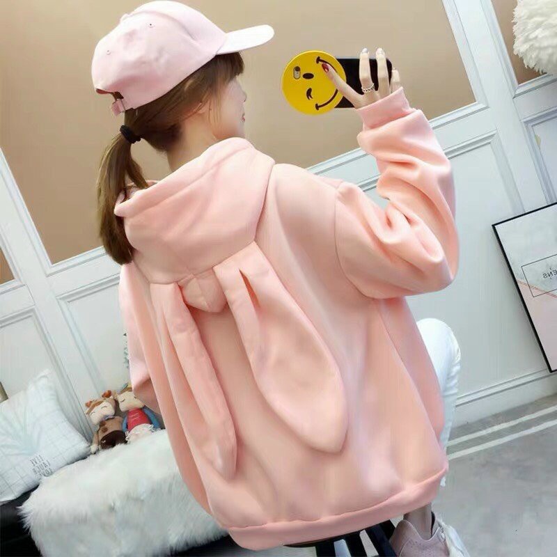 ÁO KHOÁC HOODIES NỮ TAI THỎ CỰC CUTE NHIỀU MÀU AO HOODIE FREE SIZE DƯỚI 60KG | BigBuy360 - bigbuy360.vn