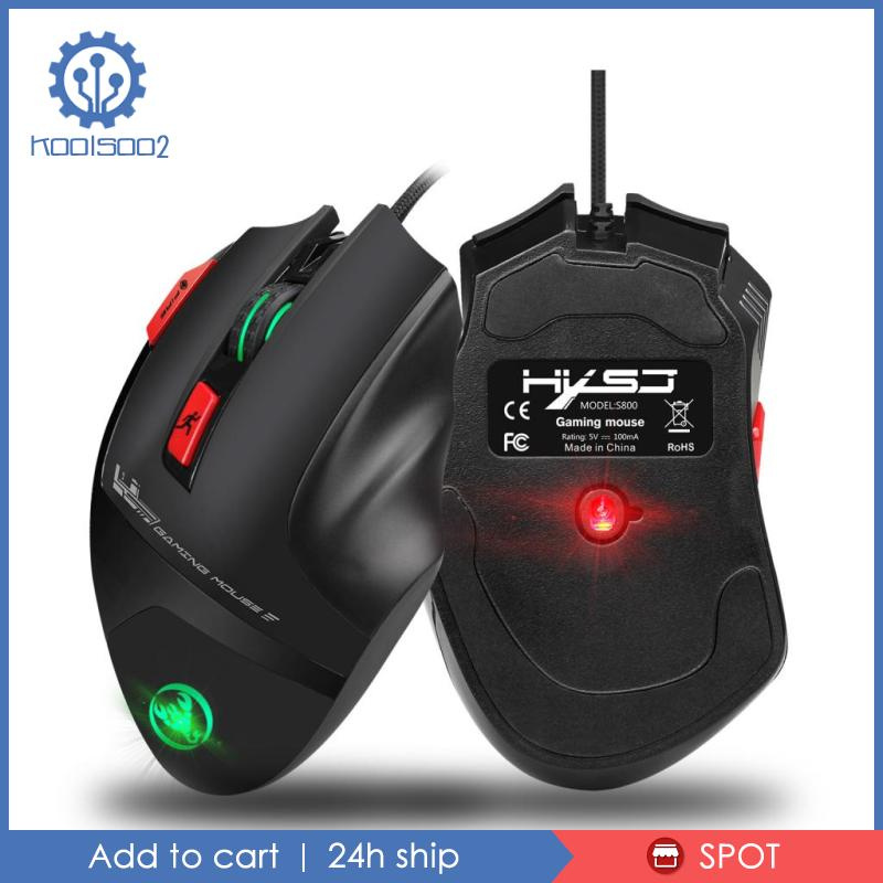 [KOOLSOO2]9Buttons USB Wired Gaming Mouse Adjustable 800~6000 DPI LED Light Mice Black