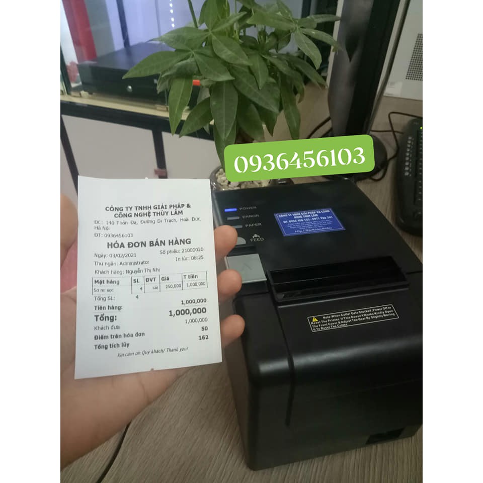 Máy in hóa đơn APOS A168 in hóa đơn bán hàng từ điện thoại và máy tính