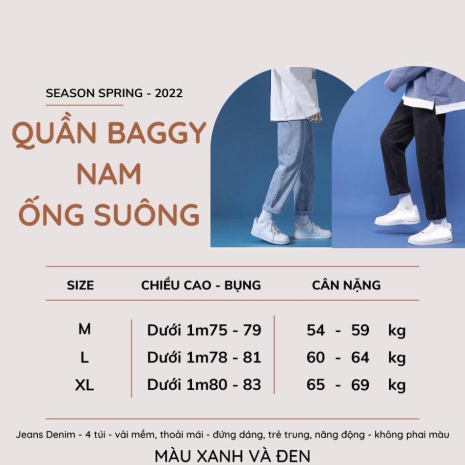 Quần jean bò baggy nam Basic ống suông rộng - phong cách Hàn Quốc Ullzang thời trang đường phố 2022 | WebRaoVat - webraovat.net.vn