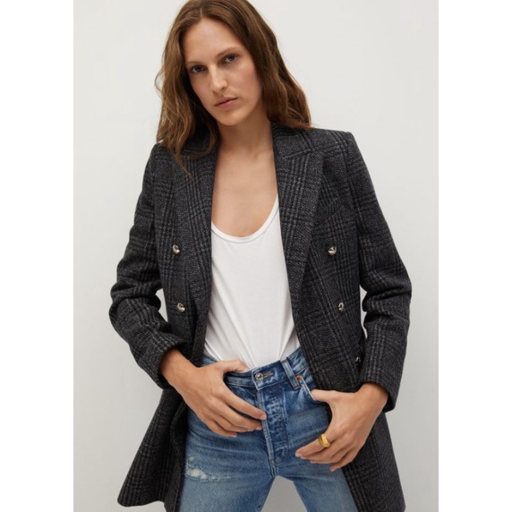 Áo khoác MANG0 Check Wool-Blend Coat