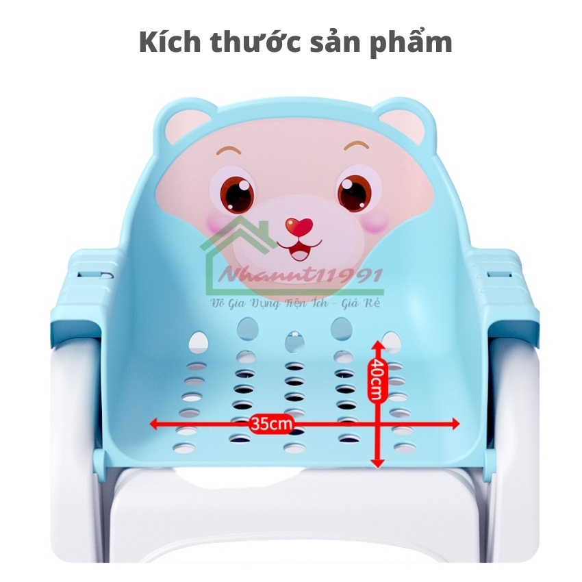 Ghế Đa Năng Cho Bé, Ghế Ăn Dặm Kiêm Ghế Gội Đầu, Ghế Ngồi Chơi Cho Bé, In Hình Gấu HOKORI
