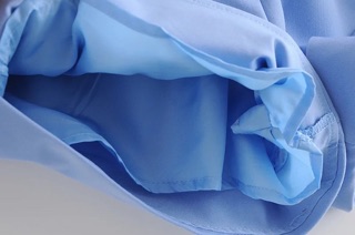 SET BLUE PASTEL BLAZER+CORSET+SHORT