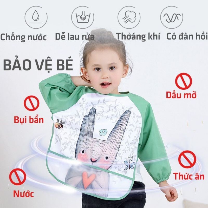 Yếm Áo Ăn Dặm Tiện Lợi Cho Bé Mới Tập Ăn Đến 4 Tuổi (loại đẹp)