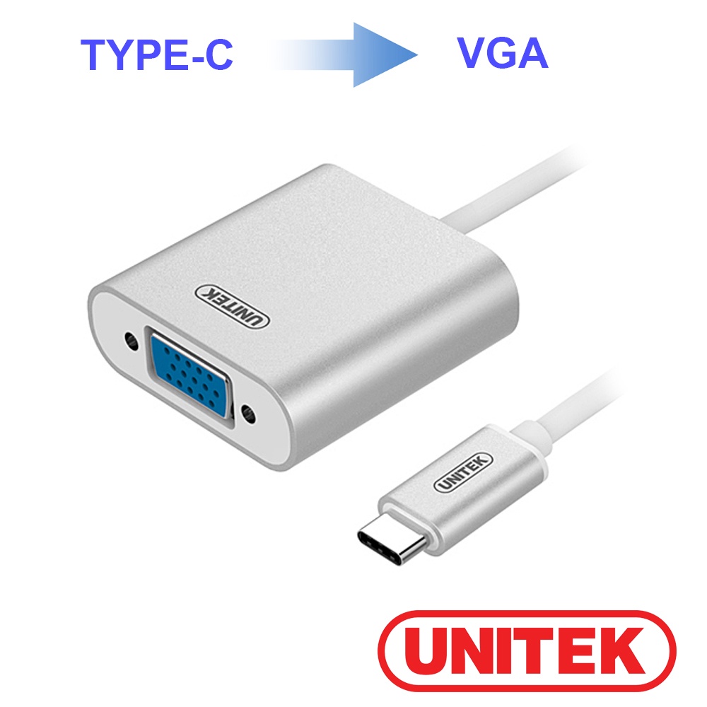 Cáp chuyển đổi USB Type-C sang VGA Unitek Y-6308 - Kết nối máy tính, macbook sang máy chiếu, màn hình tivi