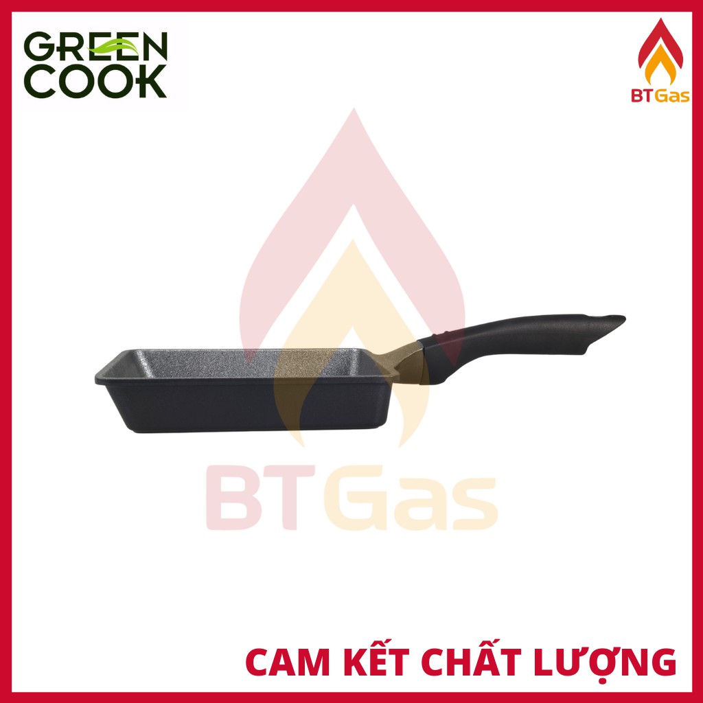 Chảo từ hình chữ nhật mini phong cách Nhật Bản / Chảo chiên trứng cuộn tiện dụng chống dính Green Cook