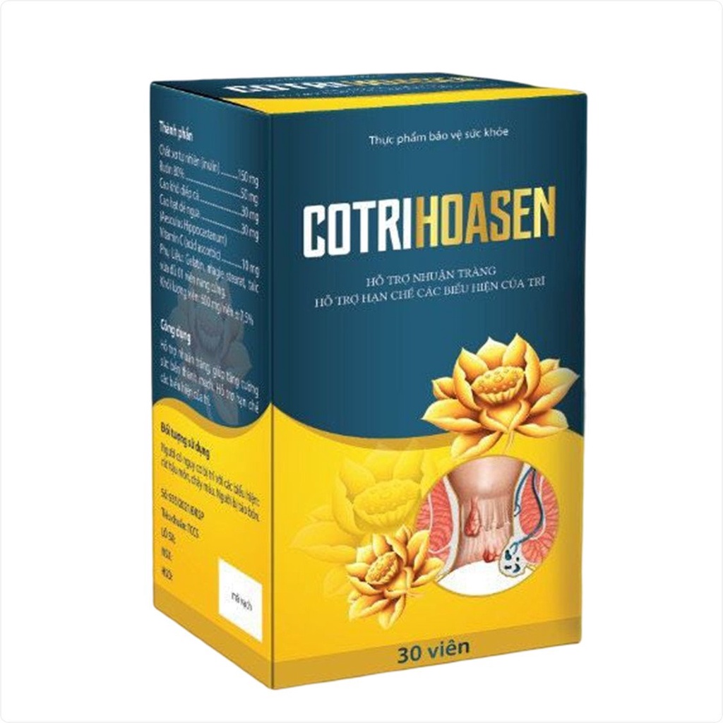 Viên uống tiêu trĩ Cotrihoasen giúp nhuận tràng, tăng sức bền thành mạch, thông đại tiên, giảm triệu chứng táo bón