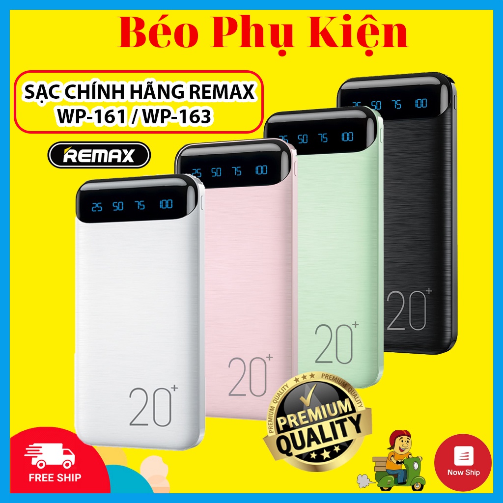 Sạc dự phòng 20000mAh /10000mAh wk 163 /wk 161, màn hình LED - Sạc dự phòng Remax chính hãng | Bảo Hành 12 Tháng