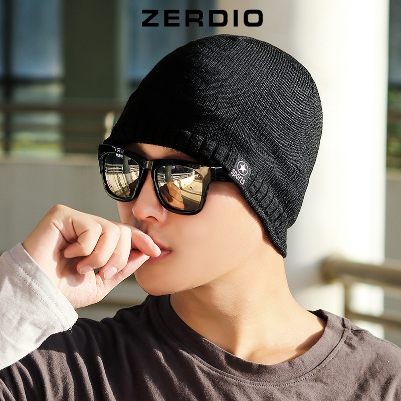 Nón, Mũ len hiphop beanie ngắn ML016 màu đen, đỏ cho cả nam và nữ