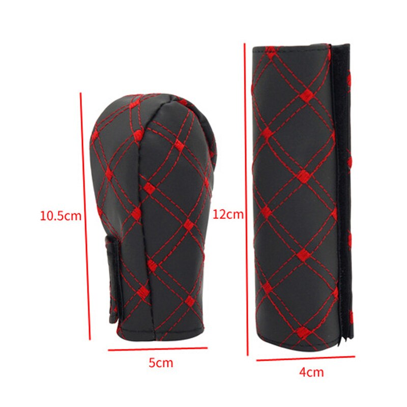 Set 2 Vỏ Bọc Phanh Tay + Cần Gạt Số Ô Tô Bằng Da Sợi Nhỏ Thông Dụng Chất Lượng Cao