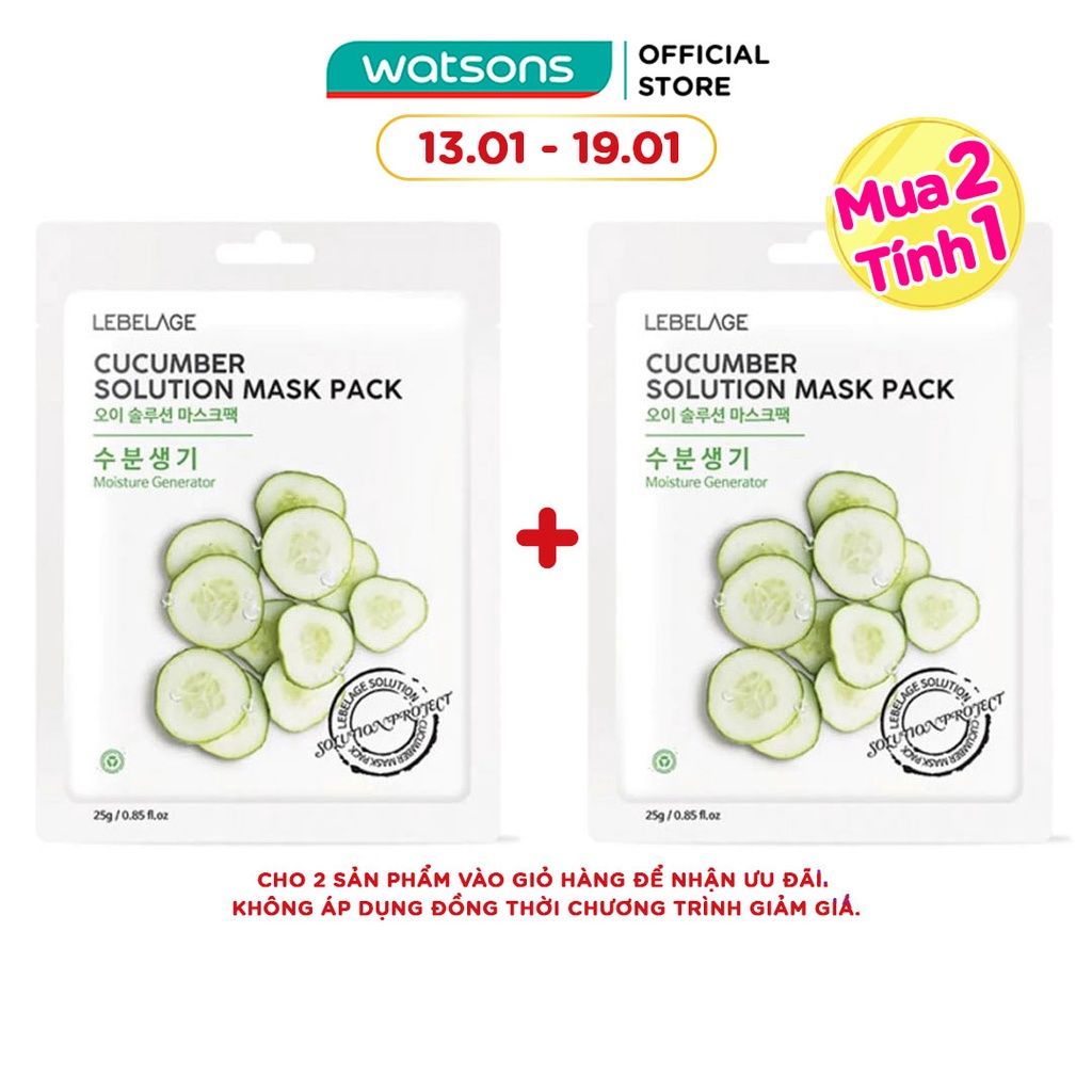 Mặt Nạ Lebelage Cucumber Solution Mask Pack Moisture Generator Chiết Xuất Từ Dưa Leo 25g