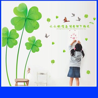 (HCM) Decal dán tường cỏ 4 lá may mắn PVC vinyl - decalhcm