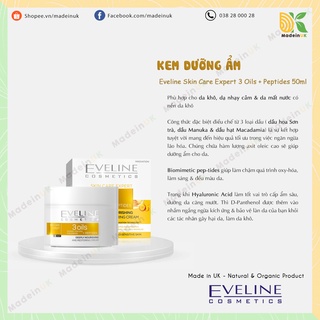 Kem Dưỡng Ẩm Eveline Skin Care Expert 3 Oils + Peptides Phục Hồi Tái Tạo Da Khô, Nhạy cảm T3/2023