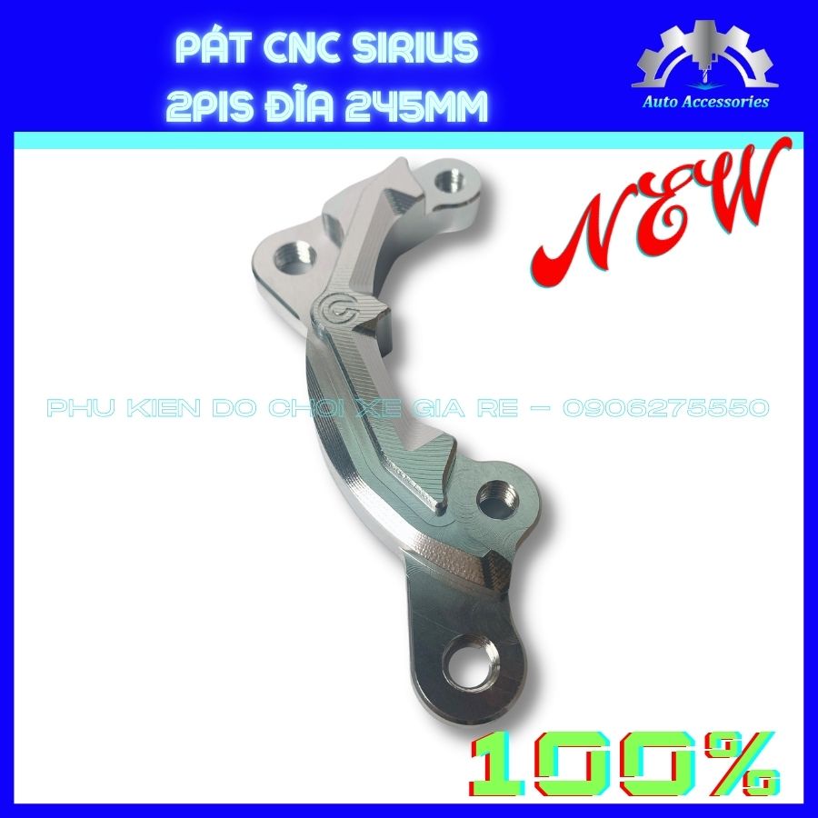 PÁT CNC, Pát Xe Máy, Pát Trước xe SIRIUS gắn đĩa 245mm, heo 2piston Brcmbe, Nissin, Adelin... CNC sắc xảo, Không Bay Màu