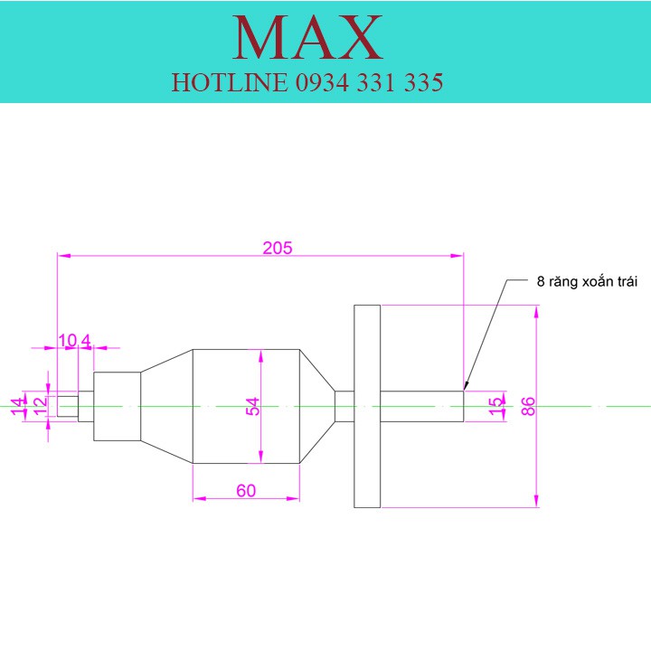 ROTO MÁY CẮT BÀN ĐÁ 355- 8 RĂNG XOẮN TRÁI- ĐƯỜNG KÍNH THÂN ROTO 54