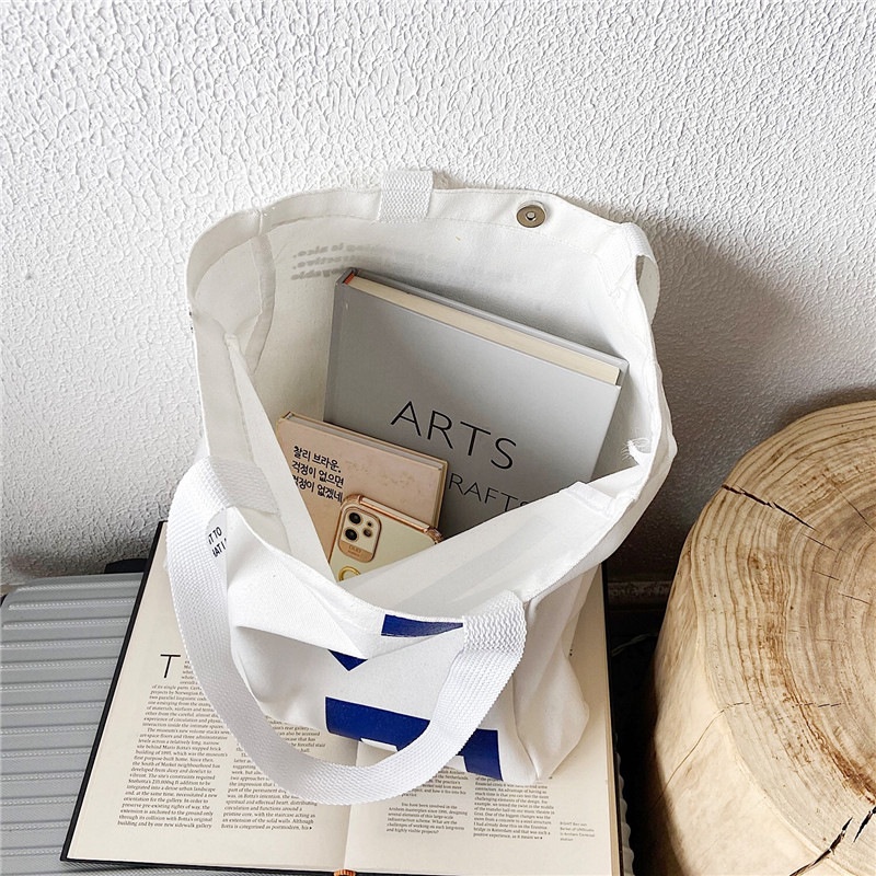 Túi Vải Canvas Đeo Vai In Chữ Thời Trang Đơn Giản Dành Cho Nữ