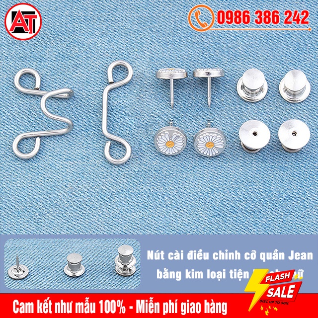 Cúc Cài, Khuy Cài, Nút Gài Điều Chỉnh Thắt Lưng Quần Bò Bằng Kim Loại Hình Hoa Cúc Xinh Xắn