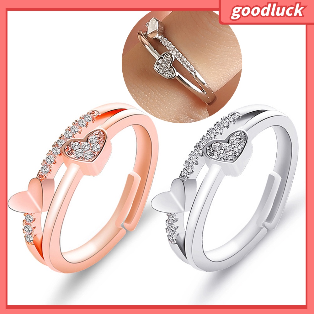 Nhẫn Hở Hình Trái Tim Đính Đá Cho Nữ