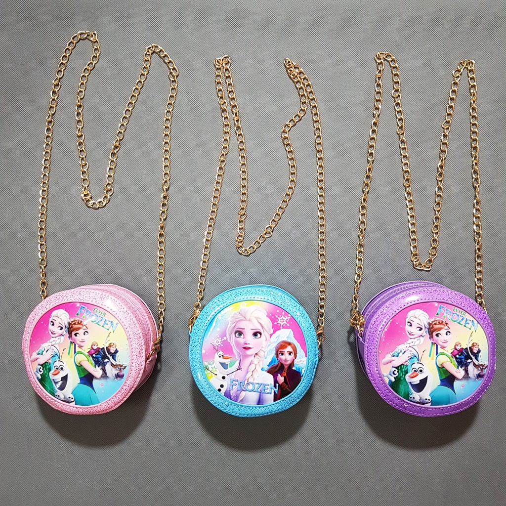 Túi đeo chéo hình tròn công chúa elsa lấp lánh cho bé diện đầm