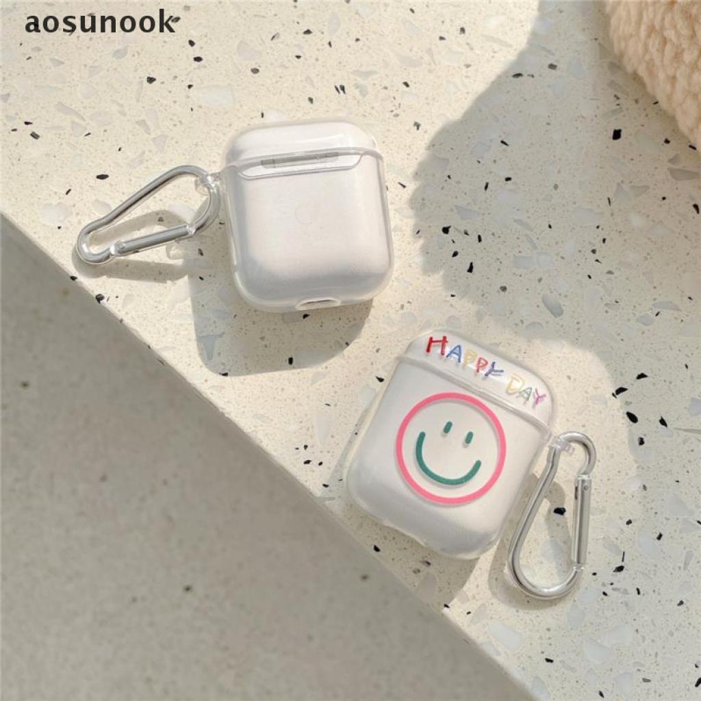 【ook】 Simple Smile Rainbow Cases For AirPods 1 2 Pro Case Transparent Soft TPU Cute .