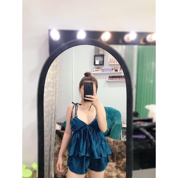 Set ngủ phối quần Màu lụa cao cấp