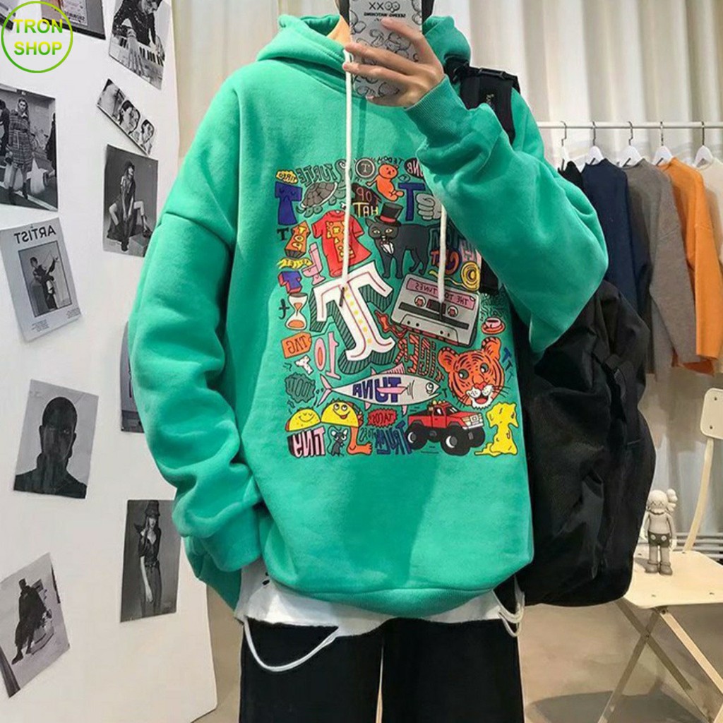 Áo Hoodie Nam Nữ phong cách Harajuku cá tính chất nỉ trần bông TS789