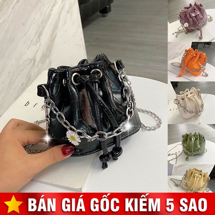 Túi Mini Nhỏ Dây Rút Phối Xích Hoa Cúc Xinh P1762