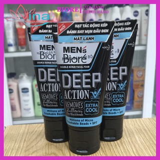 Sữa rửa mặt Men's Bioré Deep Action mát lạnh sảng khoái 100g