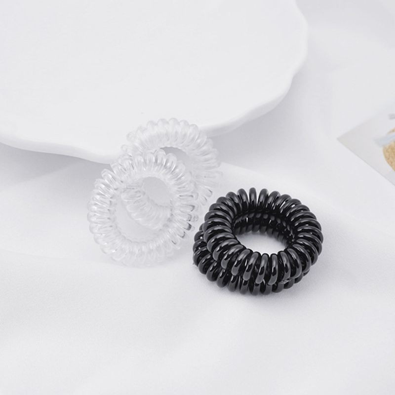 Dây Buộc Tóc Dạng Dây Điện Thoại Màu Kẹo Trong Suốt Cho Nữ