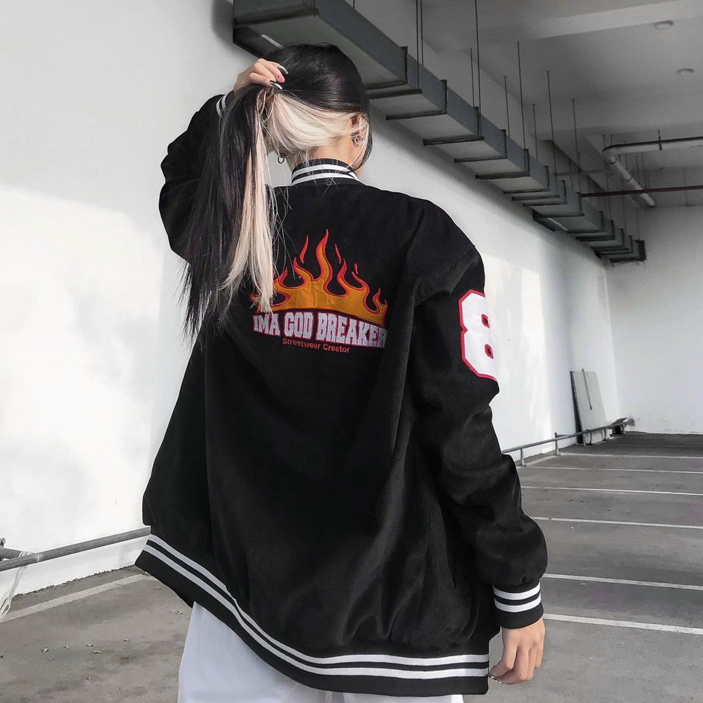 Áo Khoác Bomber Jackets BLACK INFERNO VARSITY Local brand iMA God Breaker Chất Dù 2 Lớp Unisex Nam Nữ Ulzzang KUN