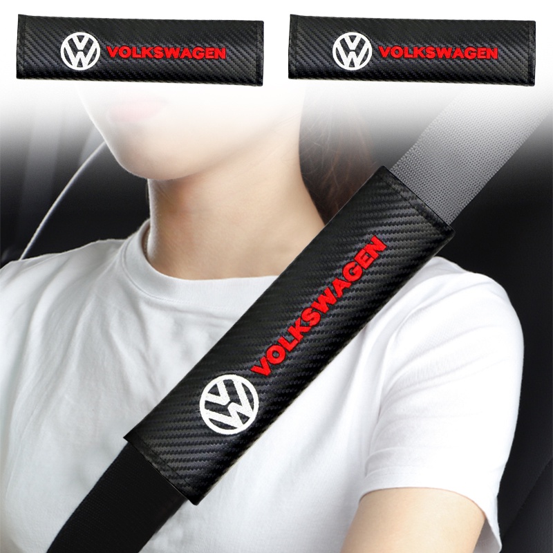 1 Đệm Da Thêu Logo Gắn Dây Đai An Toàn Xe Hơi VW Volkswagen Jetta MK5 Golf 5 6 7th generation GTI VW-GTI