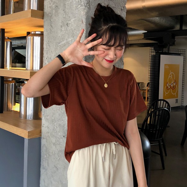 Áo Dệt Kim Tay Ngắn Dáng Rộng In Hình Hoa Xinh Xắn Phong Cách Vintage