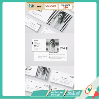 Voucher Đen Trắng Basic Sang Trọng TiBoxes In Ấn Xưởng In Trực Tiếp Giá Rẻ Giao Hàng Nhanh