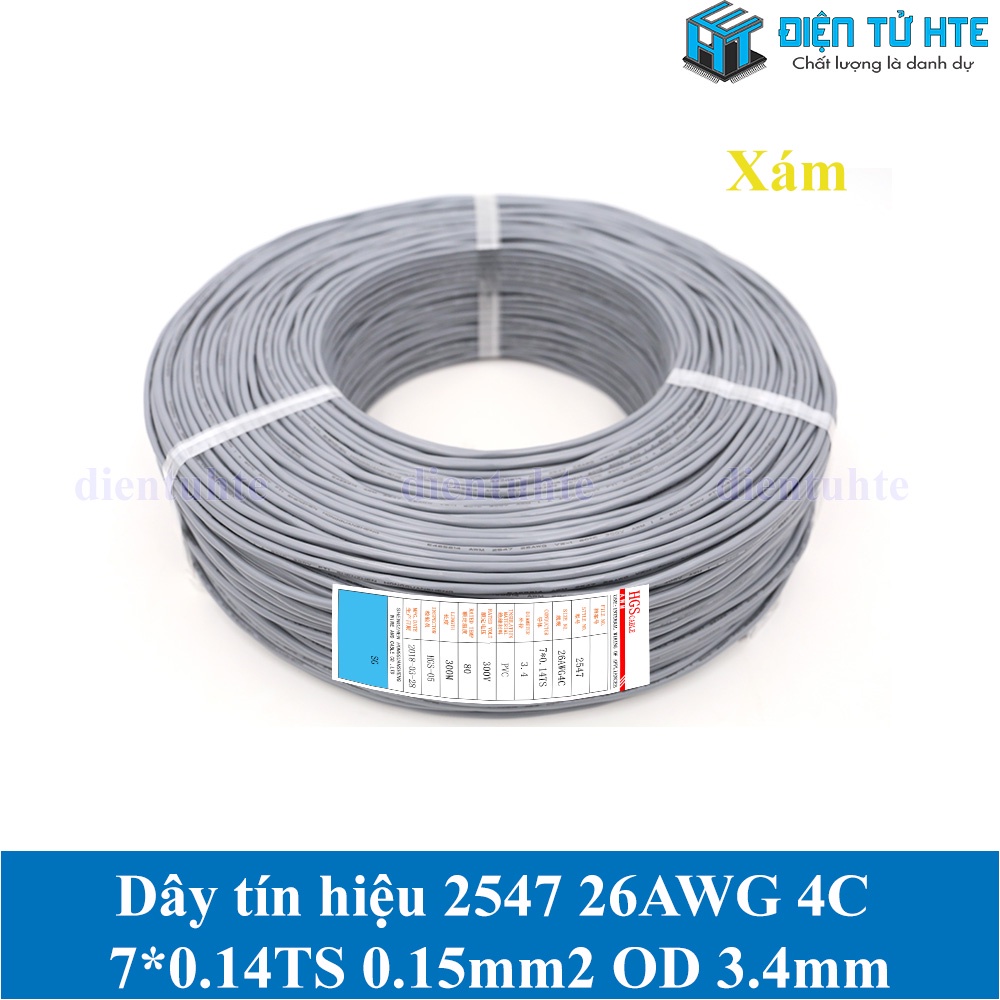 Combo 5 mét Dây tín hiệu 2547 USB 4 lõi 0.12mm2 có chống nhiễu lõi 26AWG vỏ PVC