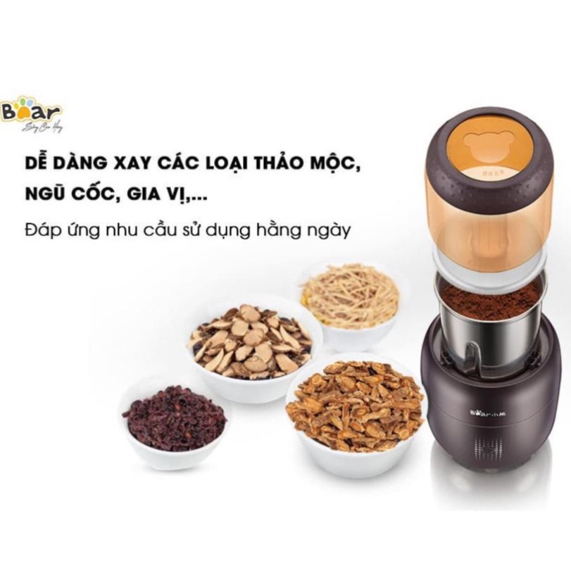 Máy xay bột đa năng Bear FSJ-A03D1S, xay cà phê ngũ cốc 4 lưỡi công suất lớn êm ái thiết kế nhỏ gọn thao tác dễ dàng
