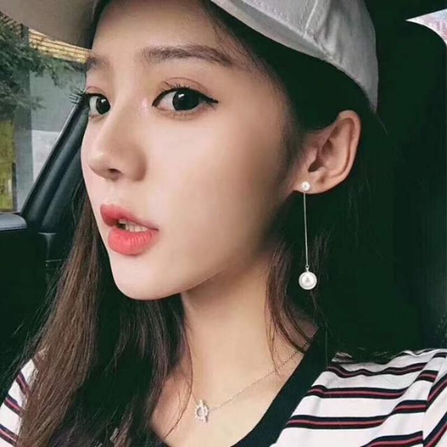 Bông tai bạc Bông bạc 925 tua ngọc nhân tạo Van Jewelry V10625