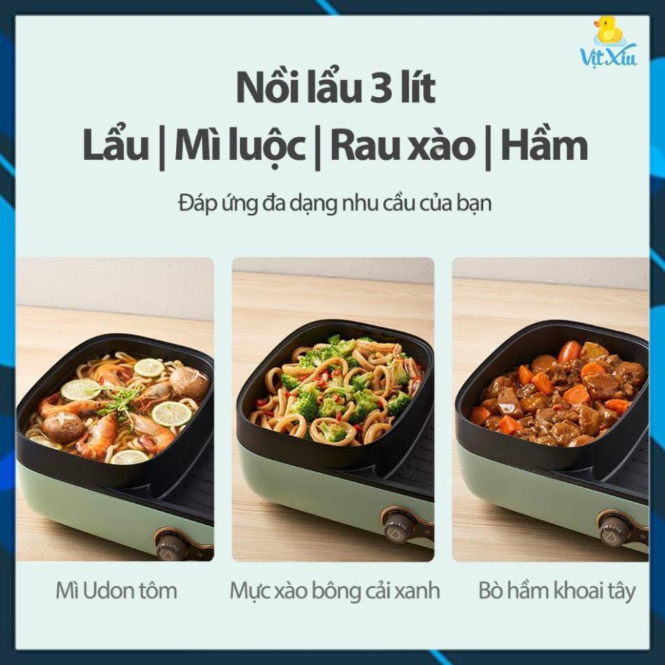 Bếp Lẩu Nướng Điện 2 Ngăn Đa Năng 2in1 Bear DKL-C15G1 3L - BH 18 Tháng- Lỗi 1 đổi 1 trong 30 ngày