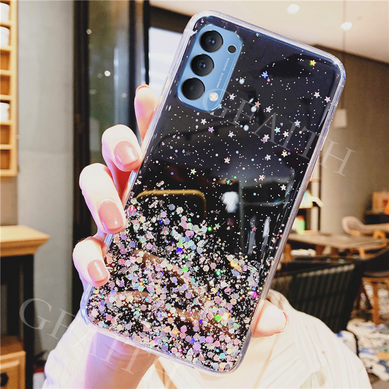 Mới Ốp Điện Thoại Tpu Dẻo Họa Tiết Ngôi Sao Lấp Lánh Thời Trang Kèm Giá Đỡ Cho Oppo Reno 4 Pro 4g Version Oppo Reno4 2020