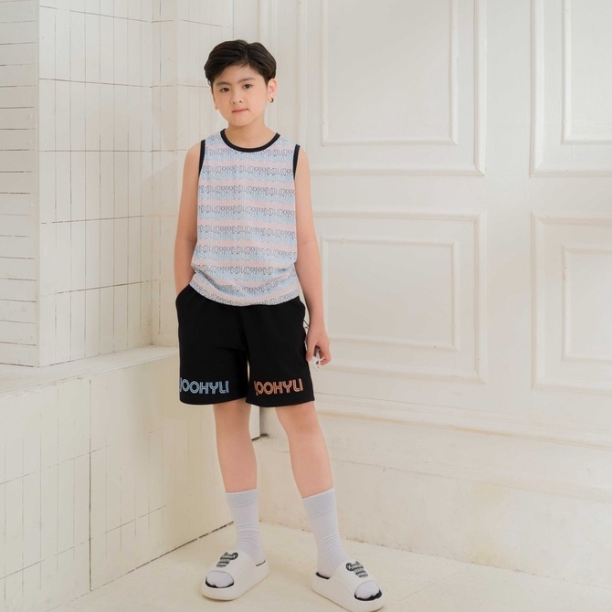 Đồ bộ bé trai thiết kế Jookyli áo ba lỗ, quần đùi chất cotton cao cấp Summer 95B0553