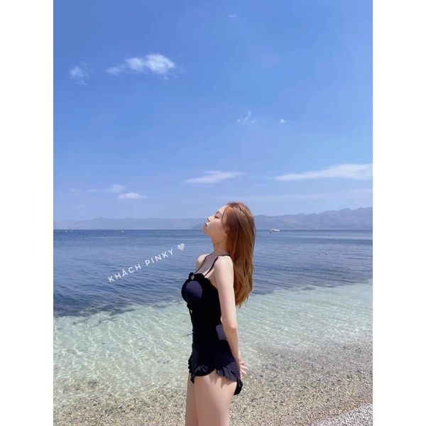 Đồ bơi nữ 1 mảnh màu đen, áo tắm nâng ngực kín đáo, size S,M,L,XL